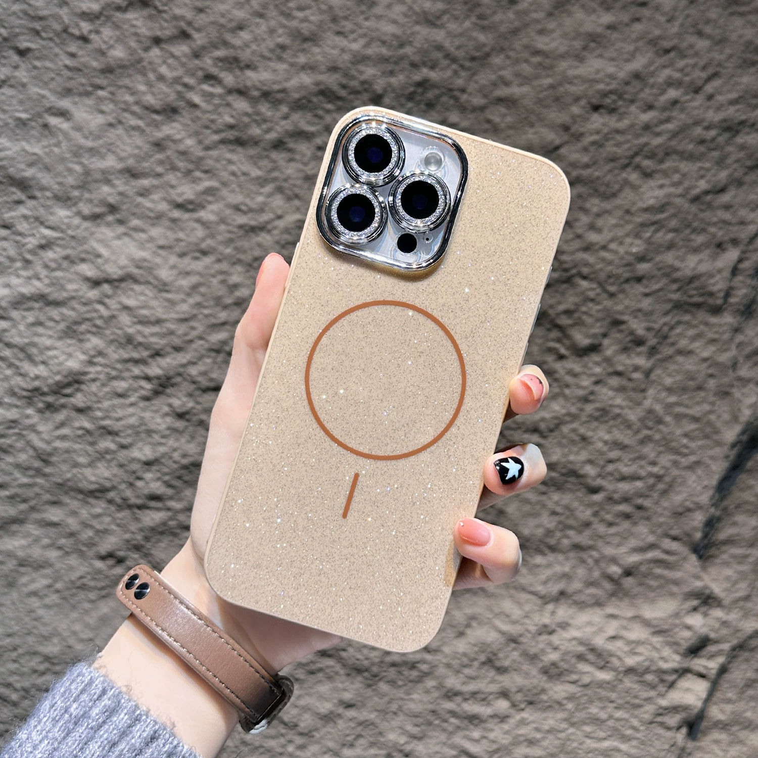 Чехол для iPhone 16 Pro Max, защитная пленка для объектива с блестками "Звездное небо", магнитный тонкий круг, защитный чехол для Apple 15, 14