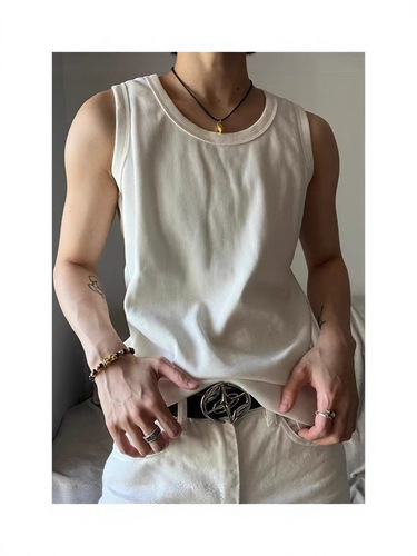 Ice silk thread foreign trade hot H-shirt men's summer American muscle-showing sleeveless T-shirt fitness sports men