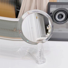双面透明放大手柄镜手持移动带支架10倍镜亚克力圆形礼品镜mirror