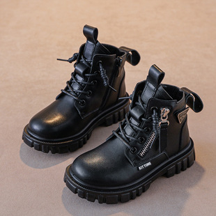 Girls' Boots 2025 New Autumn and Winter Kidsren's Small Yellow Boots Non-Slip British Style Little Girls' Cotton Boots for Middle and Large Kidsren