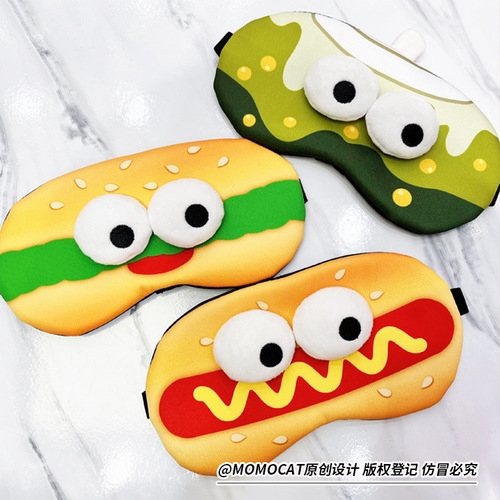 Sam jewelry genuine funny burger print sleeping eye mask for students and children lunch break special eye mask funny