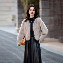 2025秋冬装外套加厚保暖上衣女装新款皮毛一体毛毛气质外套HE5520