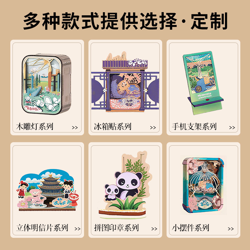 原创木质音乐盒城市景点文创八音盒旅游纪念品国潮摆件冰箱贴摆摊|undefined