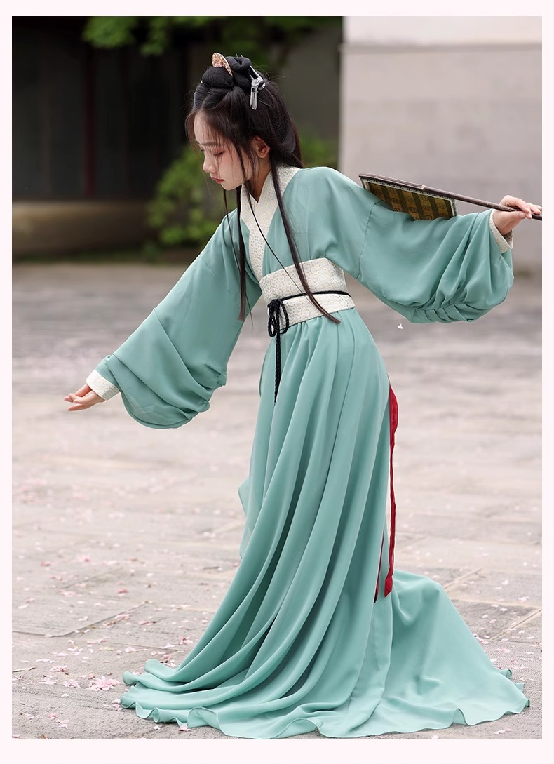 2024新款汉服女童古装大袖衫战国袍儿童交领唐装夏款古风连衣裙夏-阿里巴巴