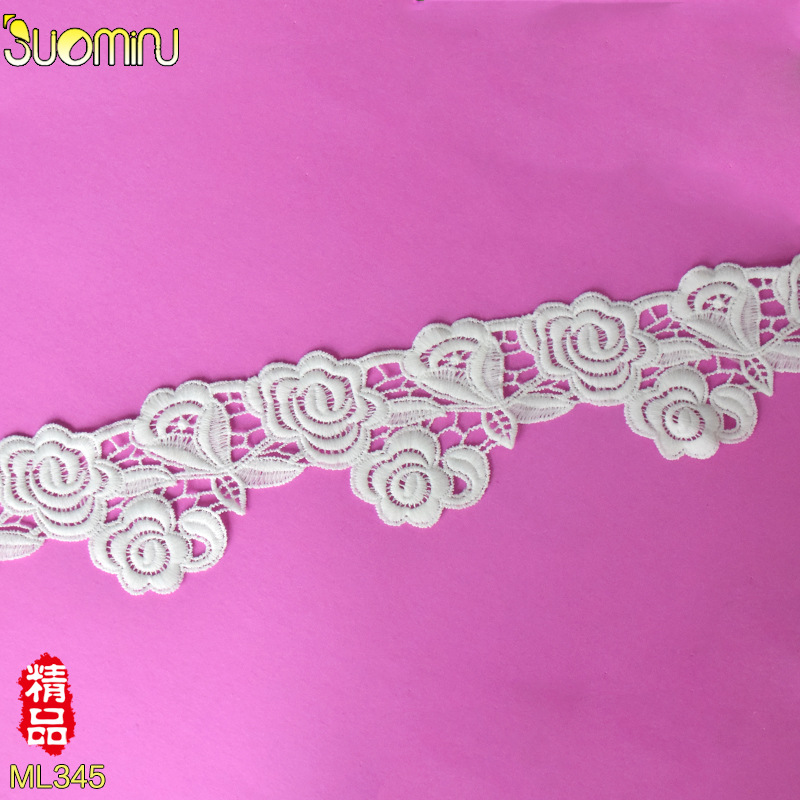 爆款白色牛奶丝刺绣水溶花边蕾丝 内衣辅料 手工DIY 汕头批发