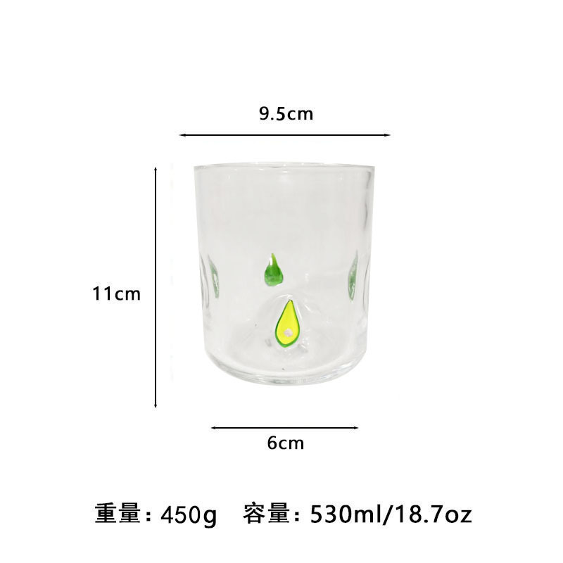 中古人工开口贴片水晶玻璃杯樱桃草莓压花贴片装饰饮品咖啡杯|undefined