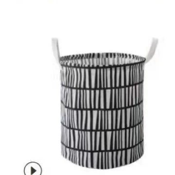 Laundry Basket, Cotton & Linen Foldable Waterproof Bin, Modern 35×43 cm, Patterned Storage