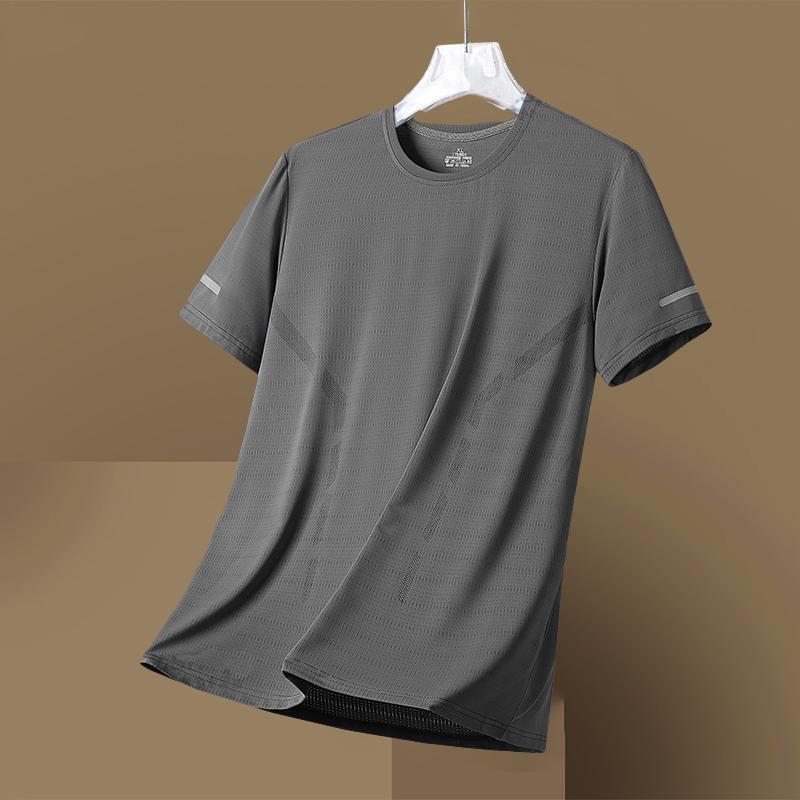 Quick-Drying T-Shirt Men's Ice Silk Summer Thin Sports Short-Sleeved Loose Large Size Clothes Training Running Clothes New Tops
