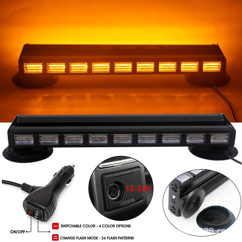 162Led Double Row Color Changing Strobe Light 360 ° Surrounding Light, Engineering Vehicle Warning Light, Ceiling Bar Light, Magnet Type
