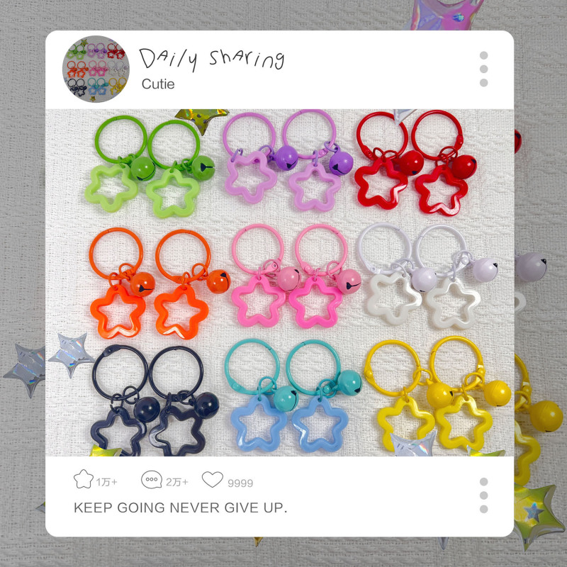 カラフルなアクリルスターキーホルダーリングかわいいベルスタースクールバッグロックバックルペンダントアクセサリーアクセサリー|undefined