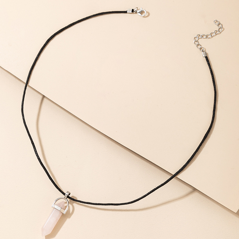 fashion simple hexagonal column crystal stone single-layer necklace wholesale nihaojewelry