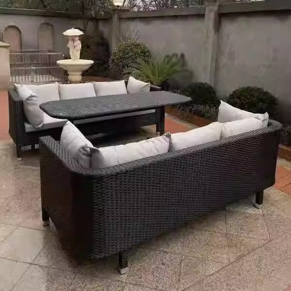 Creativa silla de caña al aire libre sofá doble muebles de caña balcón anti-tejer mesa de jardín mesa y silla combinada mesa de té patio image 12