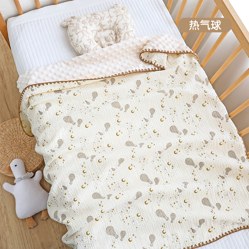 Venta al por mayor de dibujos animados Cuatro Estaciones edredón de bebé crepe manta de frijol recién nacido niños kindergarten edredón de bebé