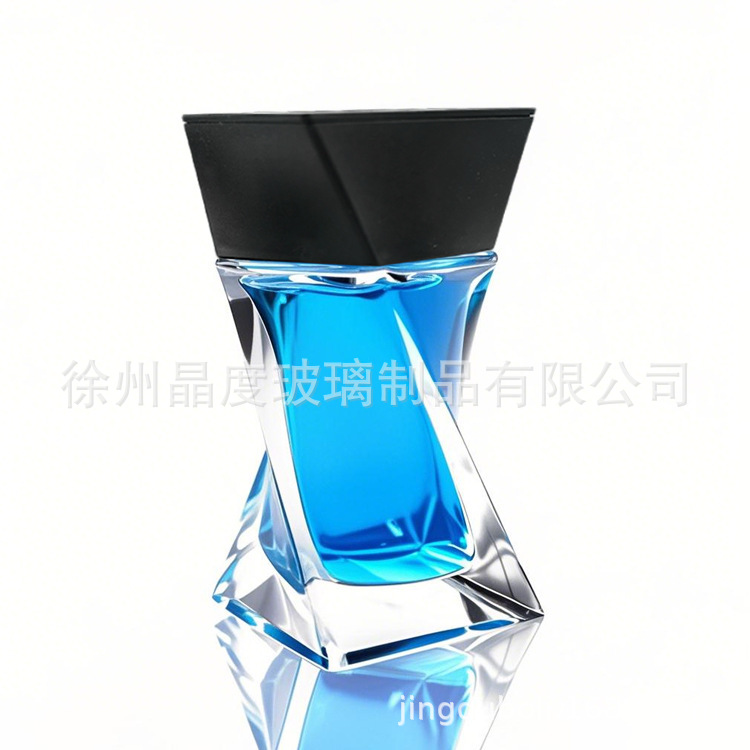 批发75ml玻璃香水瓶独特喷雾瓶化妆品瓶高颜值透明扭转香水瓶现货