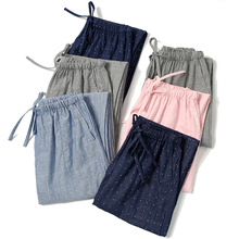 情侣款日系纯棉双层纱布睡裤 男女士全棉家居服春秋 日本仓可批发