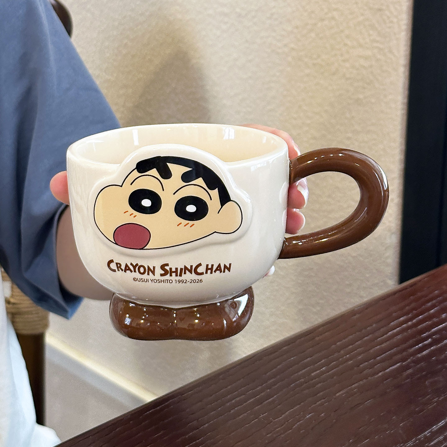 Crayón pequeño nuevo taza de cerámica auténtica encantadora taza de agua doméstica para mujeres taza de café taza de desayuno para niños