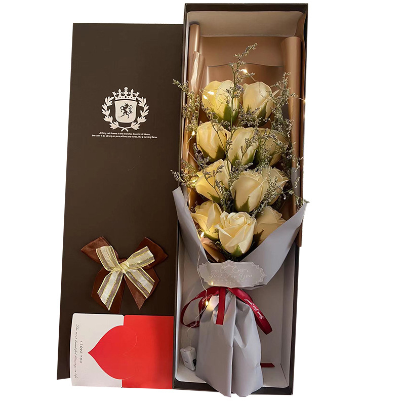 Weihnachtsgeschenke: Rosen-Nelken-Strauß in Geschenkbox, Seifenblume, Valentinstagsgeschenk, Geburtstagsgeschenk, Geschenk für die Freundin, Geschenk für Internet-Prominente_voghion.com