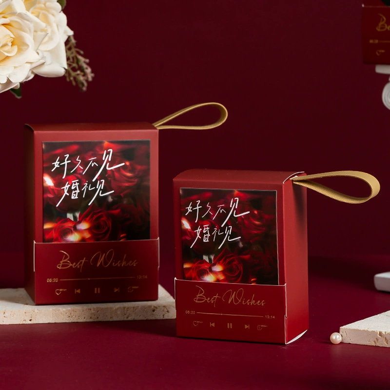 Creative record wedding candy box wedding table sugar box high-end wedding portable simple candy box wedding candy bag empty box