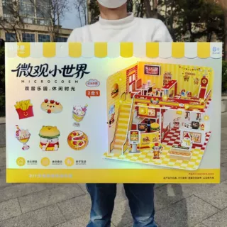 仿真双层乐园汉堡店微观小世界DIY手工拼装儿童过家家玩具批发