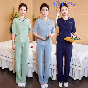 Half sleeve light luxury beauty salon beautician work clothes female autumn skin management tattoo embroidery artist health center Professional Suit