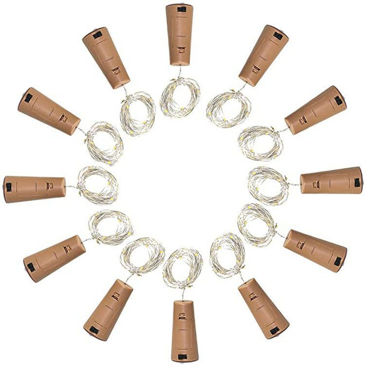Botella de luz de tapón botón batería alambre de cobre Cadena de luz luces de colores decoración de vacaciones botella de vino luz tapón de vino de Navidad Cadena de luz