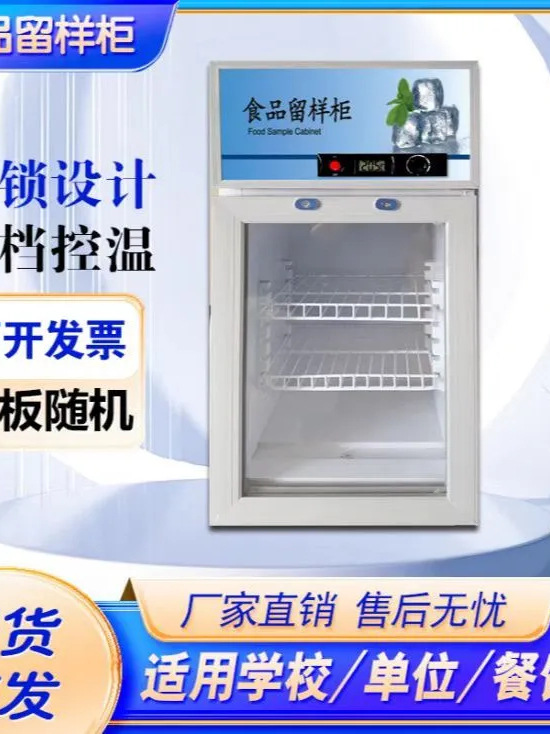 幼儿园食品留样柜双锁温度显示厨房小型保鲜柜蔬菜饮料冷藏展示柜