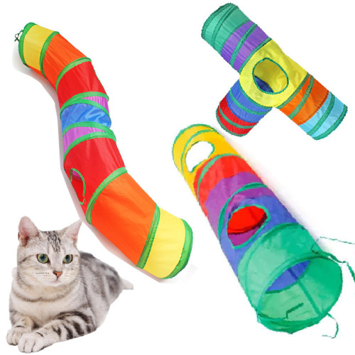 Bulk Cross-Border Cat Rainbow Channel Pet Cat Noisy Paper Toys Rolling Dragon Folding Cat Tunnel