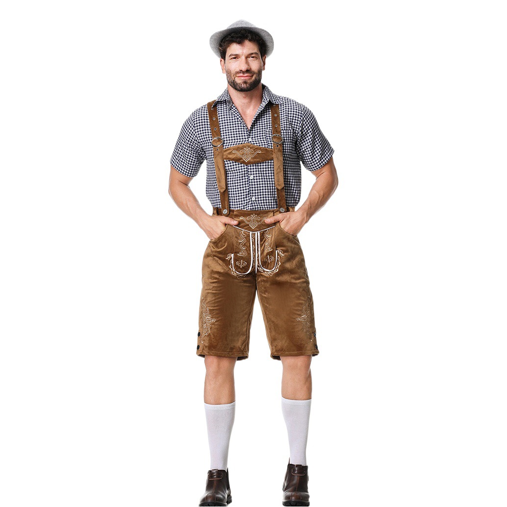 European and American German Oktoberfest party clothing Oktoberfest Bavarian strap leather pants suit