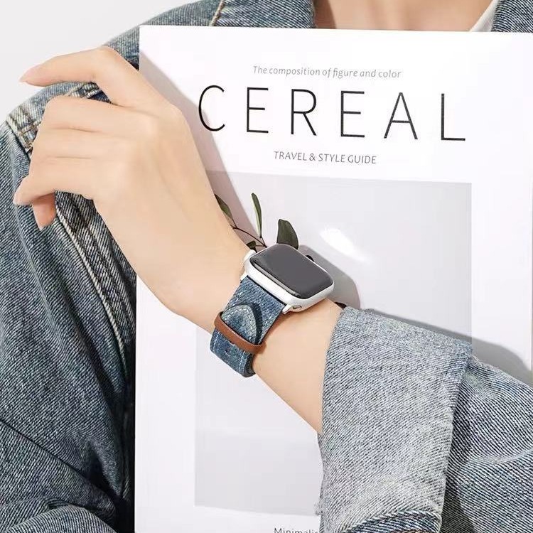 大款牛仔蘋果手錶帶適用applewatchs9新款iwatch678se智能通用