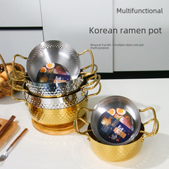Korean-style stainless steel hammered Snow Flat Pan Induction Cooker Universal Dual-Ear Soup Pot Noodle Pot