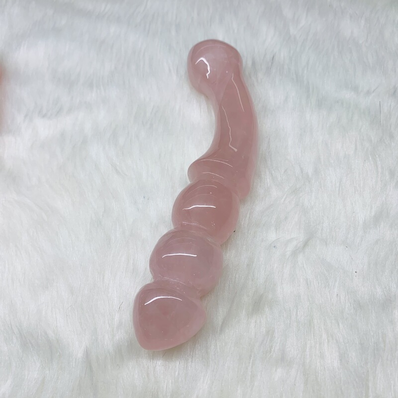 天然水晶粉晶原石雕刻打磨 水晶按摩棒 图 10