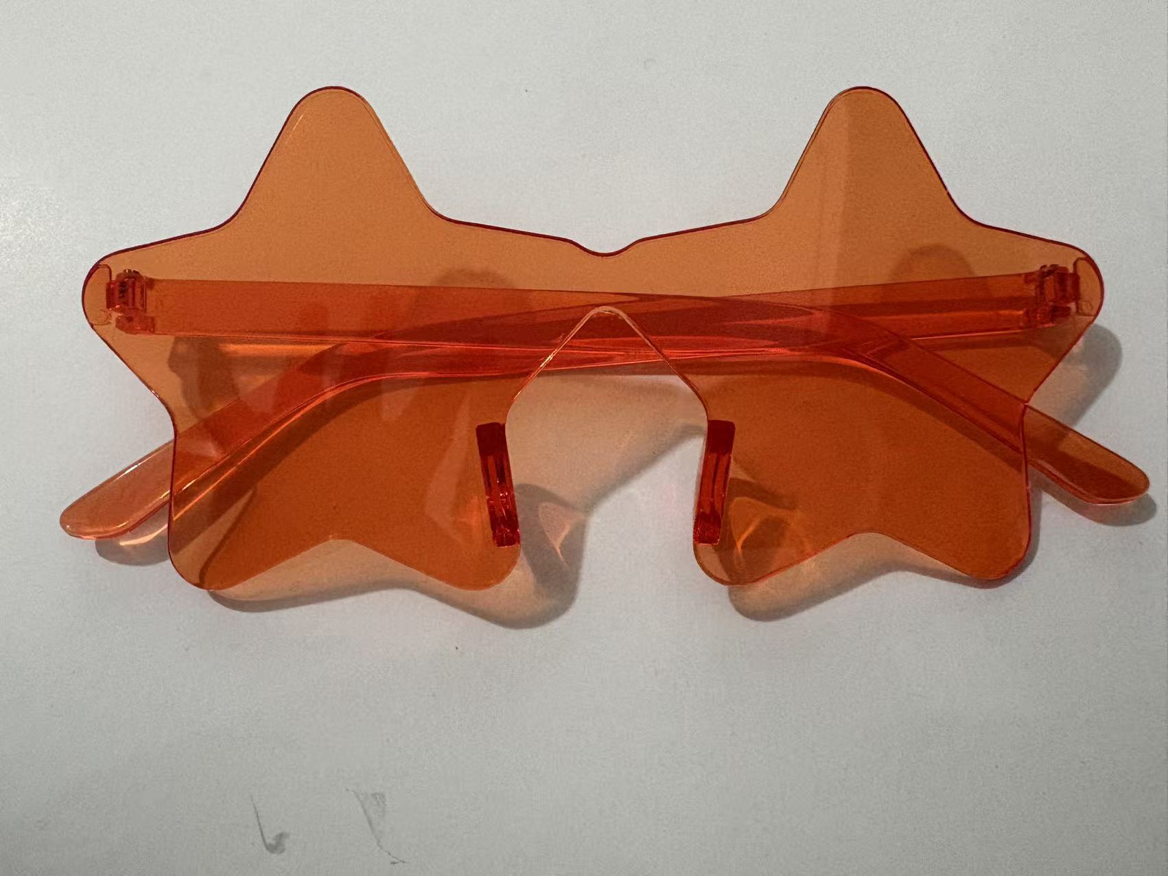 Nueva personalidad de color caramelo sin marco gafas de sol de estrellas fiesta extraña gafas de sol de pentagrama image 13