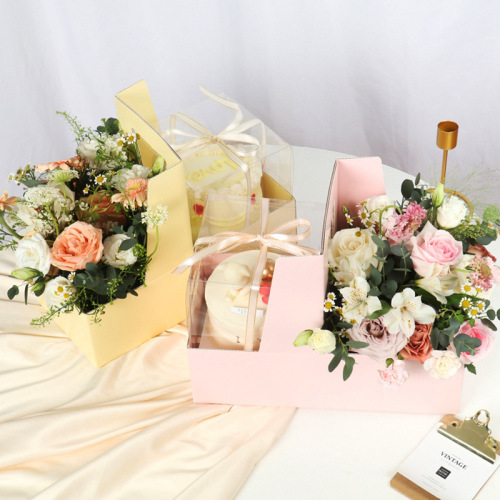 Internet celebrity Valentine's Day portable flower packaging box floral arrangement baking 4-inch Chinese Valentine's Day 520 cake portable gift box