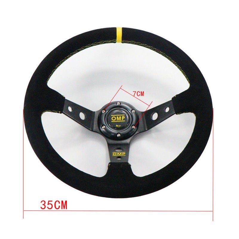 In-Stock Wholesale Omp Black Suede Deep Concave Classic Racing Steering Wheel Car Steering Wheel
