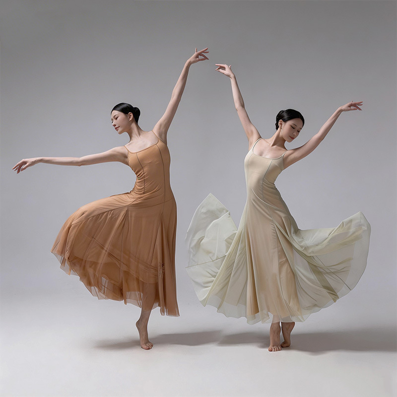 Sheer Mesh Fairy-Style Large Hem Skirt for Modern Dance, Flowing Skirt for Performance Dance, Classical Dance Costume