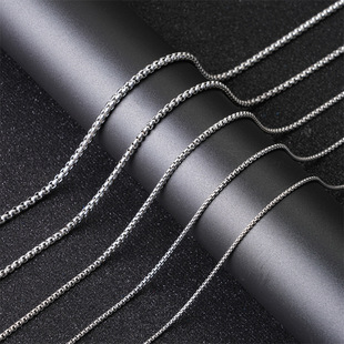 Stainless steel square pearl chain European and American all-match men's and women's necklace fashion simple titanium steel jewelry diy handmade chain
