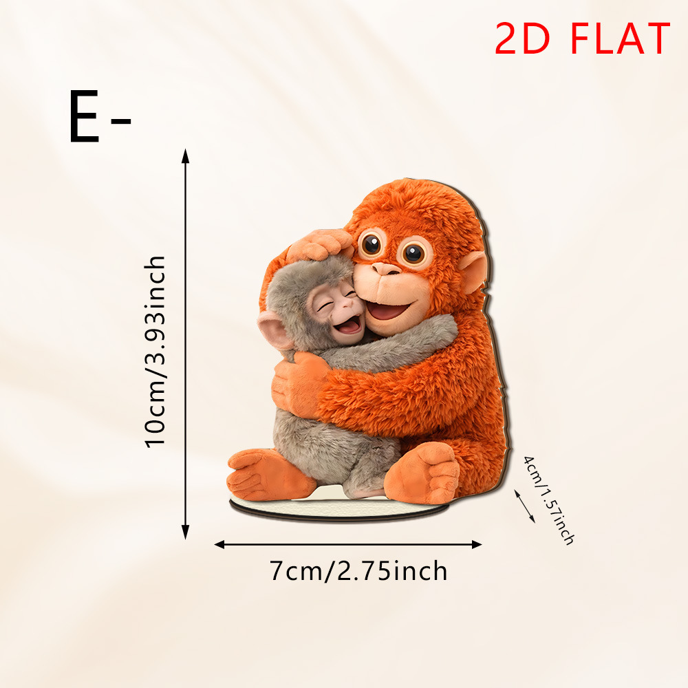 Gorila rojo amor abrazo 2D adornos de madera planos adornos creativos para el hogar
