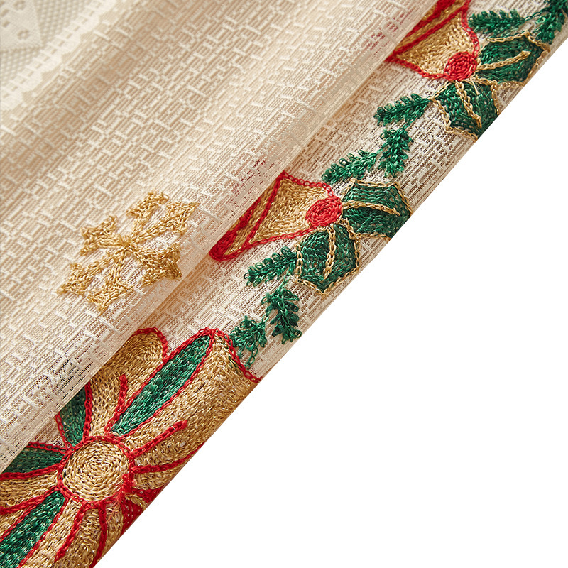 アメリカンクリスマスカーテン鈴刺繍レース遮光長方形美化装飾布芸|undefined
