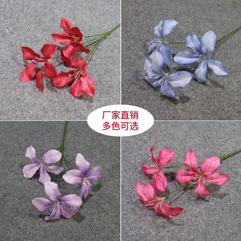 Simulation Flaming Orchid Indoor and Outdoor Soft Flower Arrangement Wedding Auditorium Layout Silk Flower Stage Landscape Flower Art Wedding Silk Flower