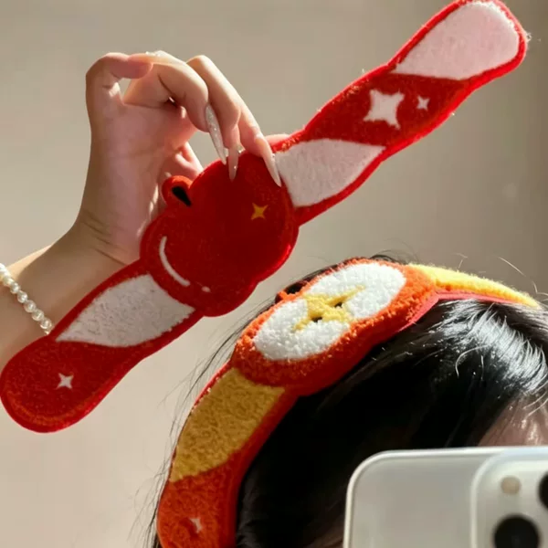 Cute Apple Magic Hair Sticker Plush Cartoon Bangs Sticker for Girls, Hair Fixing Magic Tape, Side Hair Styling Accessory