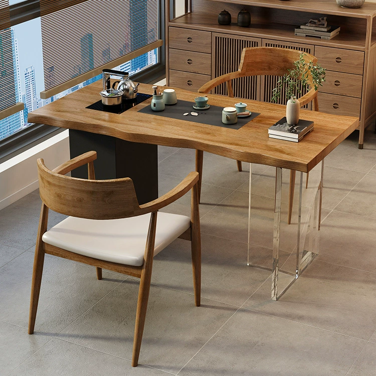 Новый китайский стиль из цельного дерева кунг-фу чайный стол бревно домашний небольшой балкон чайный стол акриловый чайный стол и стулья