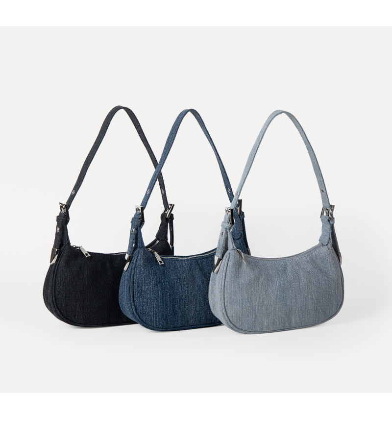 Women's Medium Denim Solid Color Streetwear Zipper Underarm Bag display picture 1