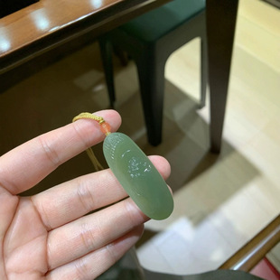 Jin Yu Tang Xinjiang Hotan Jade Exquisite Lake Water Green Maitreya Buddha Ice Moisturizing Exquisite Color Clear and Exquisite Carved Laughing Buddha Laughing Mouth