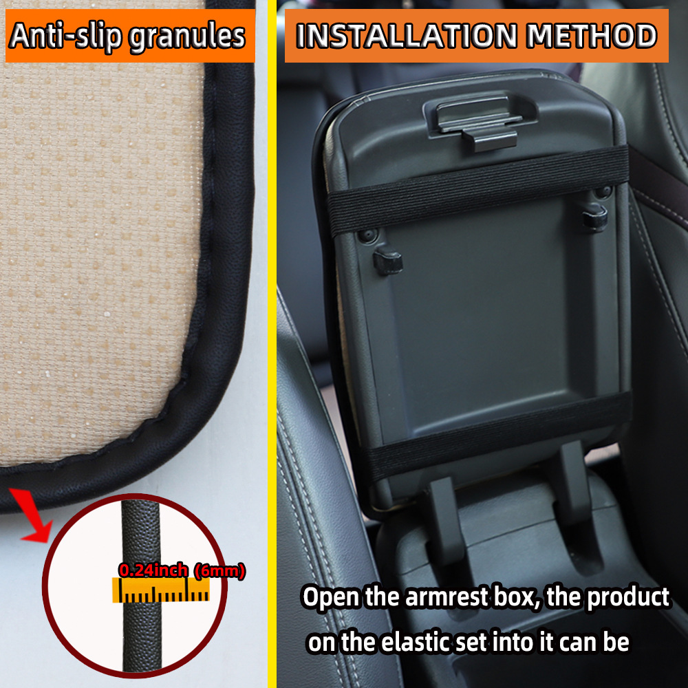 All-season universal armrest box mat, fiber leather embossed, double-stitched, non-slip central armrest box cover mat, Model YL