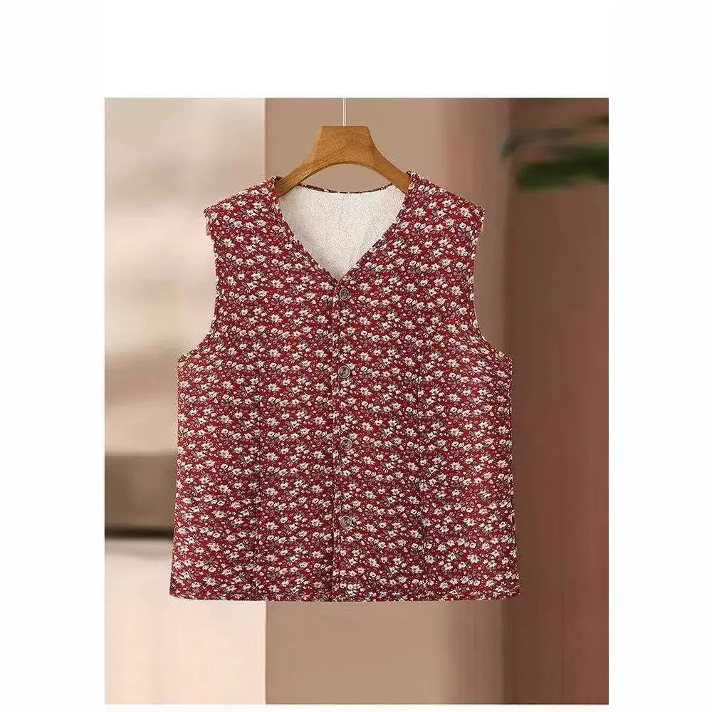 奶奶秋装加绒贴片马甲女老年人春秋季外穿老人老太太衣服马夹背心