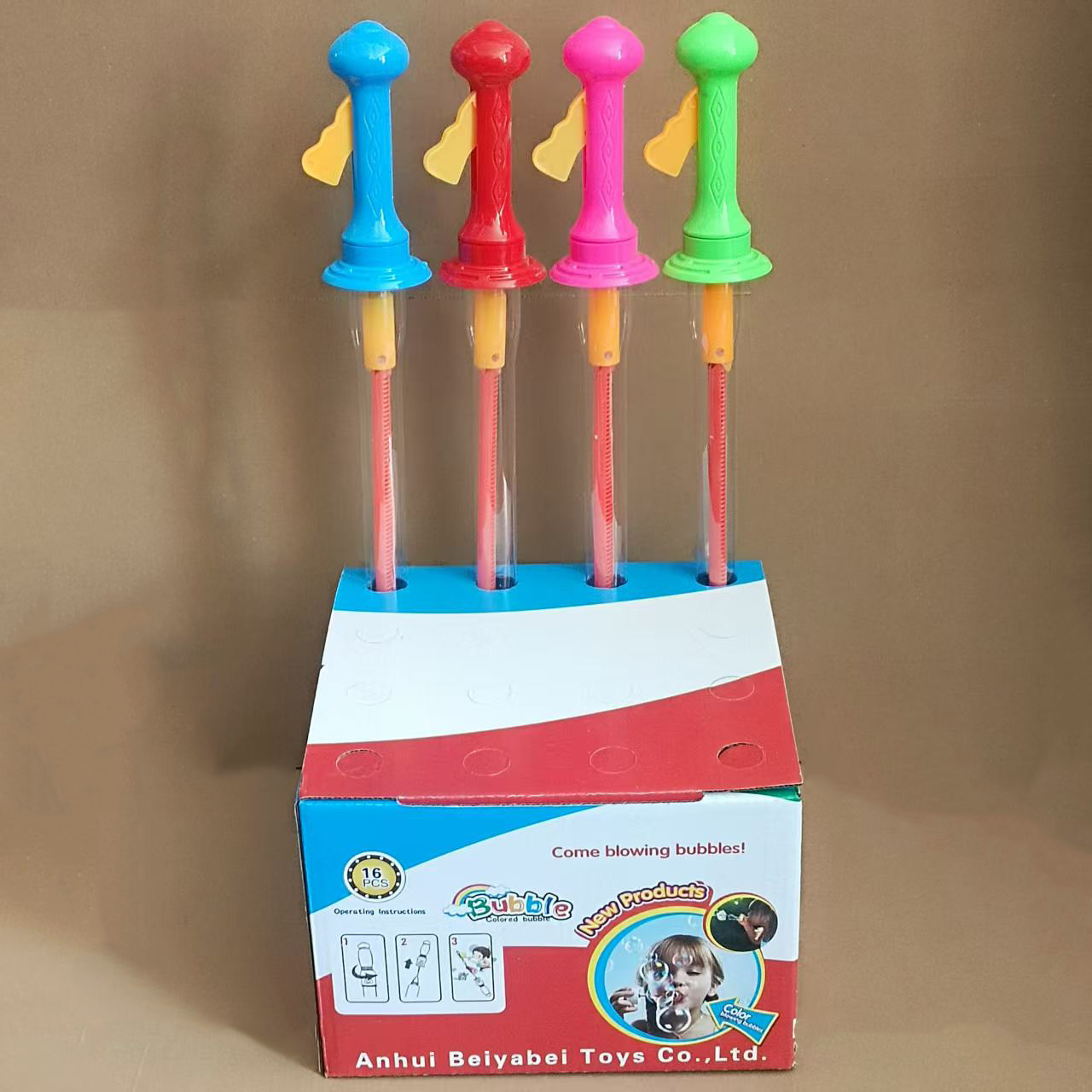 Varita gigante de burbujas 38 cm – diseño de dibujos animados, líquido concentrado incluido, juguete infantil