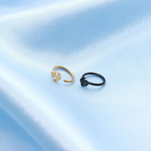 Cross-border supply wholesale stainless steel C-shaped nose ring, five-pointed star nose nail, 18K vacuum plating, body piercing jewelry