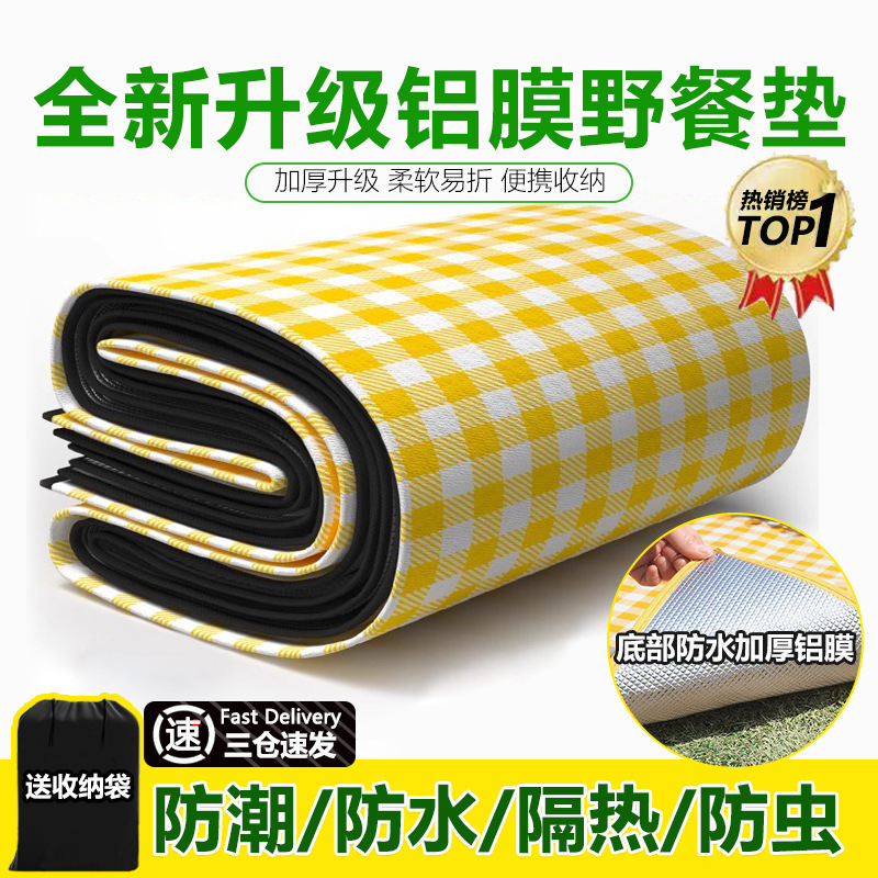 피크닉 매트 두꺼운 야외 캠핑 휴대용 텐트 바닥 매트 봄 나들이 쿠션 방수 잔디 매트 알루미늄 필름 방습 매트
