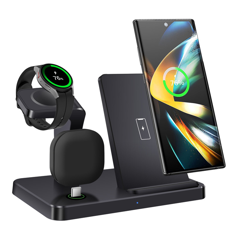 Cross-Border Private Model Three-In-One Wireless Charger Suitable for Samsung Watches, Mobile Phones, Earphones, Desktop Stand, Fast Charging