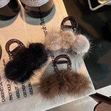 韩国轻奢高级感水钻毛毛鲨鱼夹秋冬气质发抓后脑勺马尾抓夹女发卡